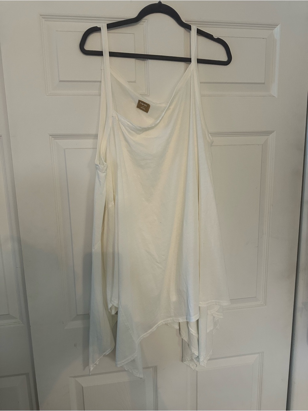 Free People white Asymmetrical Draped Tunic Tank Large
